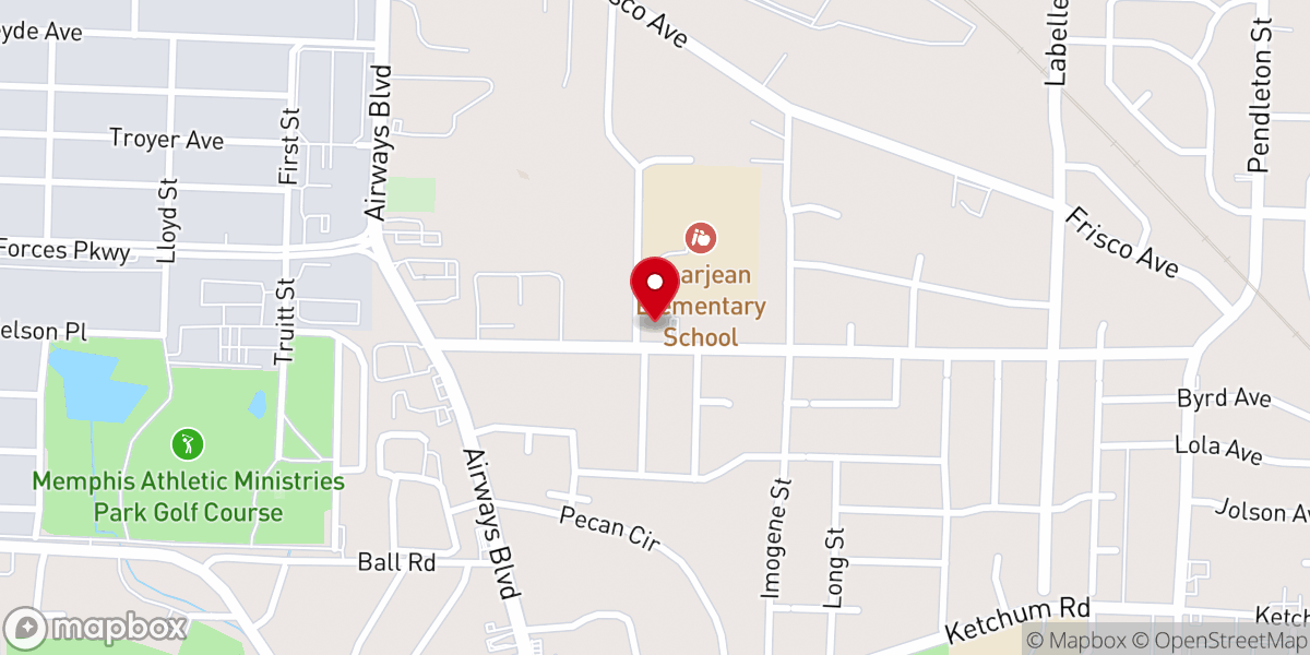 Map showing location of Charjean Baptist Church
