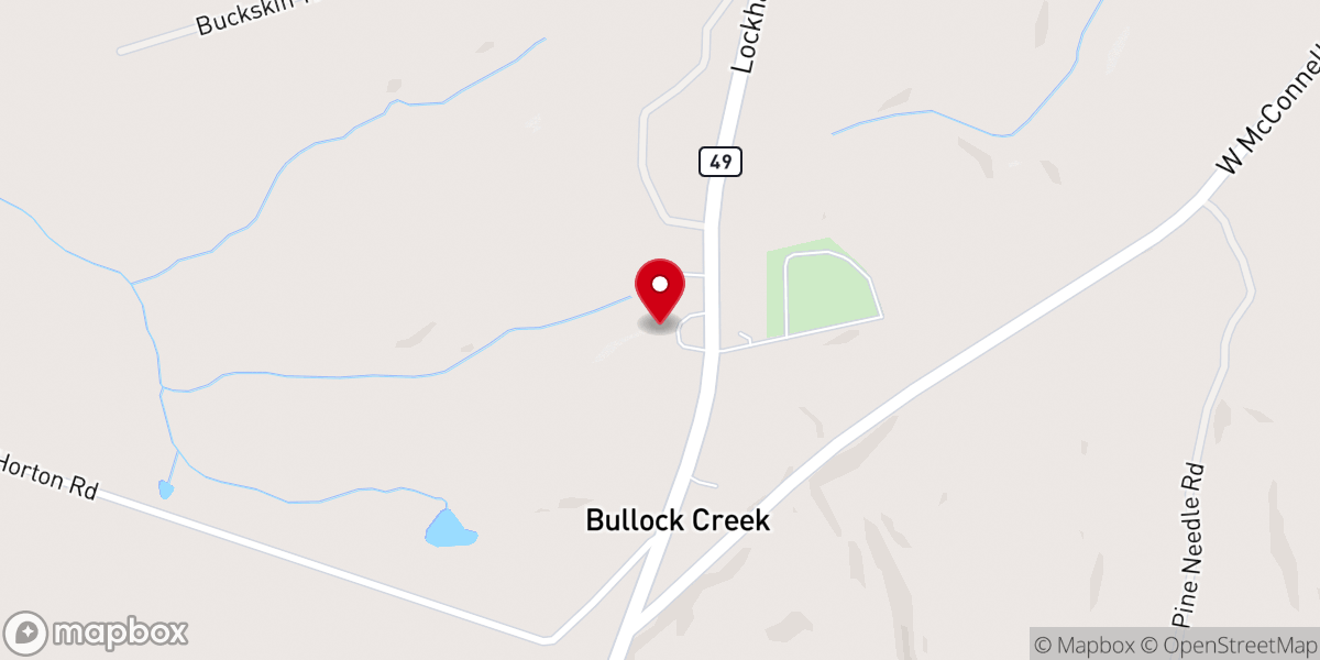 Map showing location of Bullock Creek Presbyterian Church