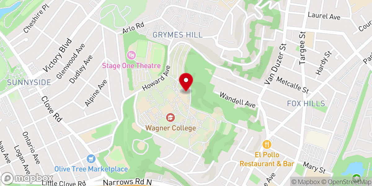Map showing location of Wagner College Holocaust Center
