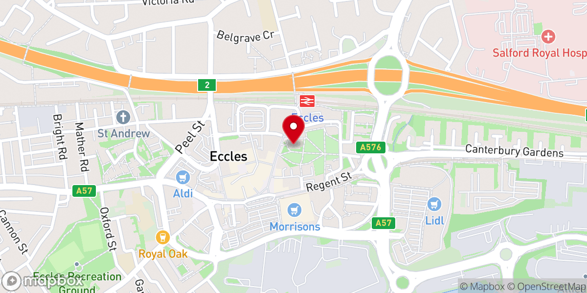 Map showing location of Eccles Parish Church St Mary's