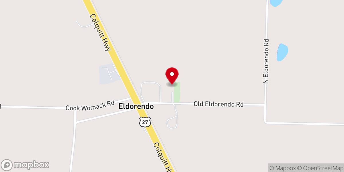 Map showing location of Eldorendo Baptist Church