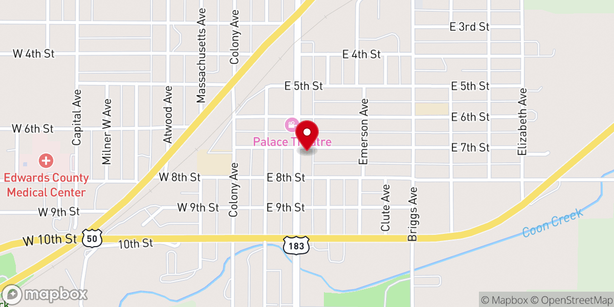 Map showing location of First Christian Church