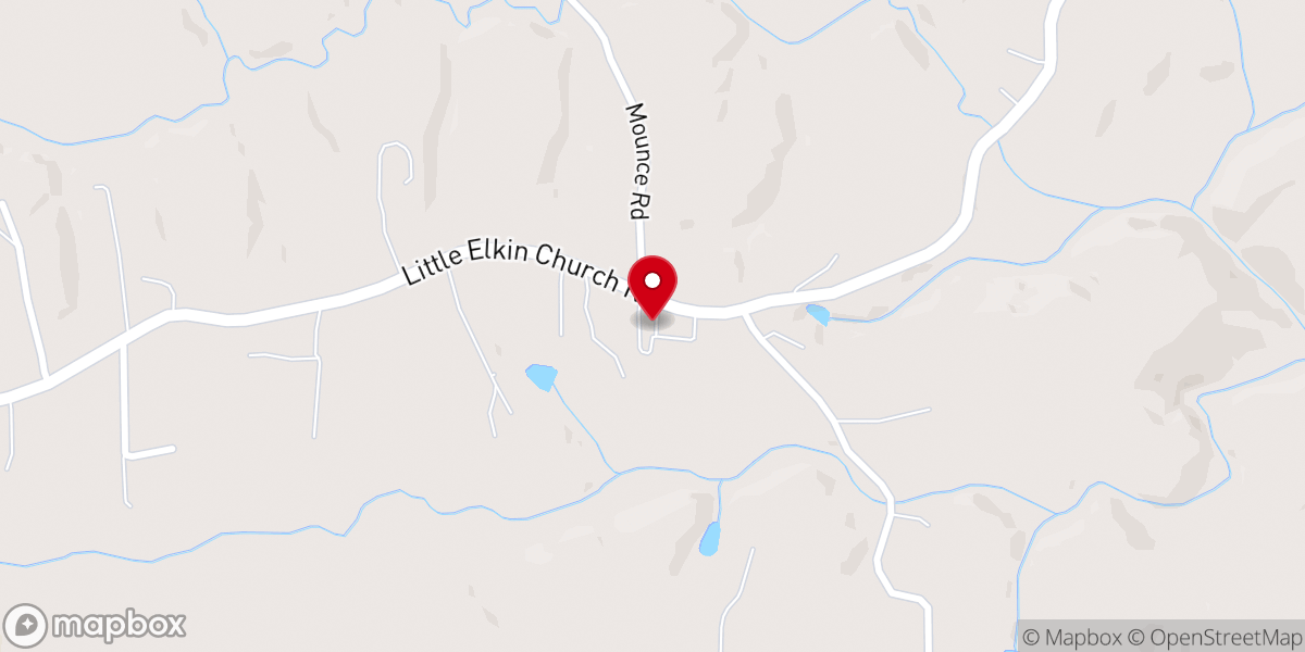 Map showing location of Little Elkin Baptist Church