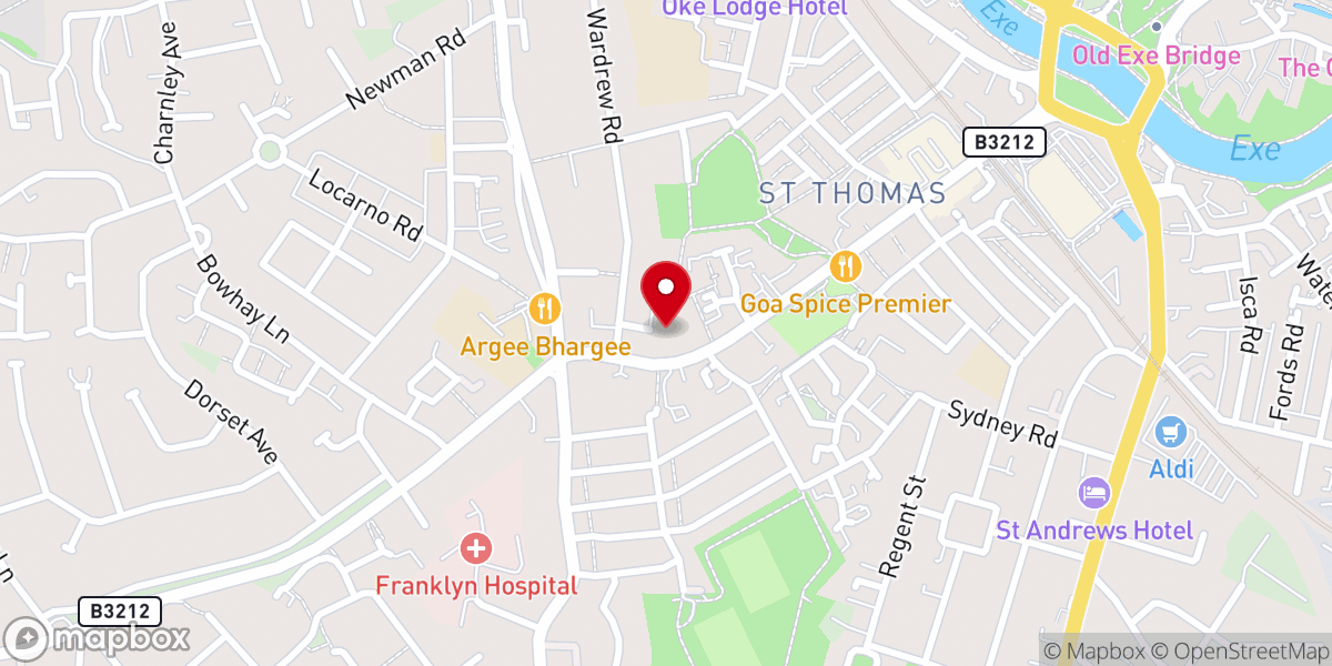 Map showing location of St Thomas Methodist Church