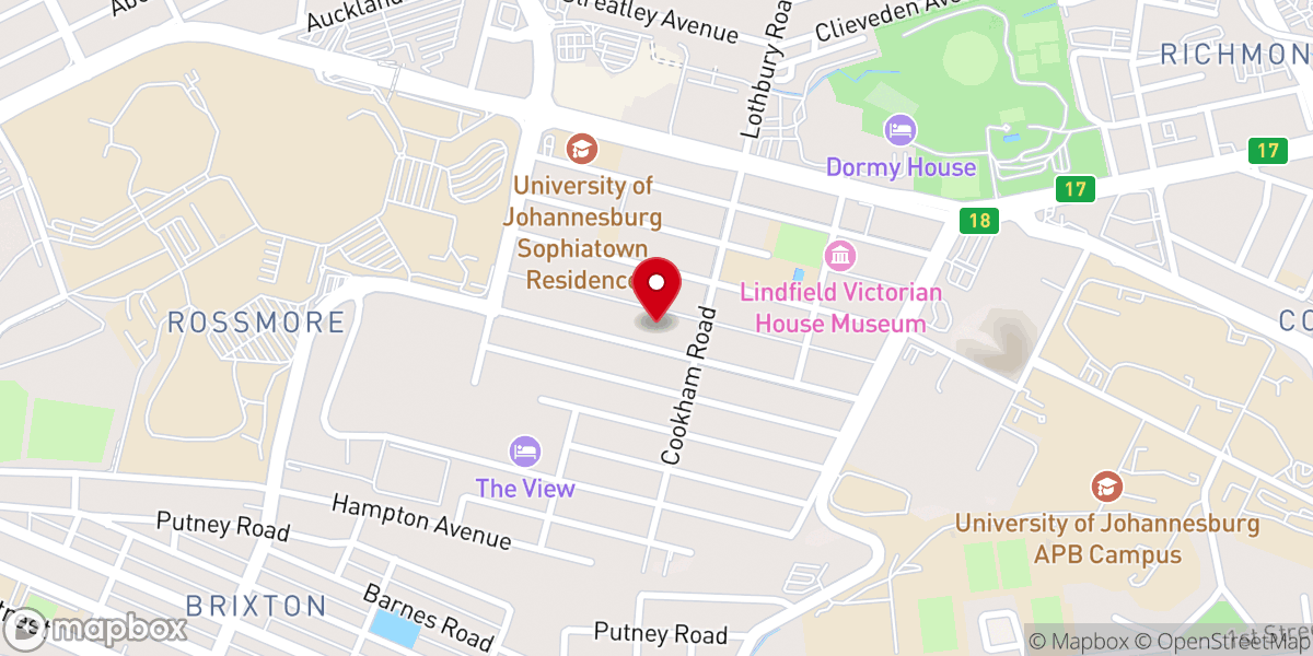 Map showing location of Hope Church Auckland Park