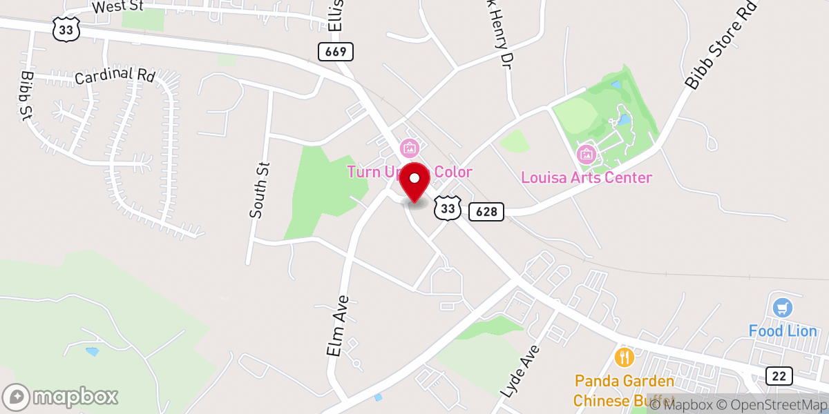 Map showing location of Memorial Baptist Church-Louisa