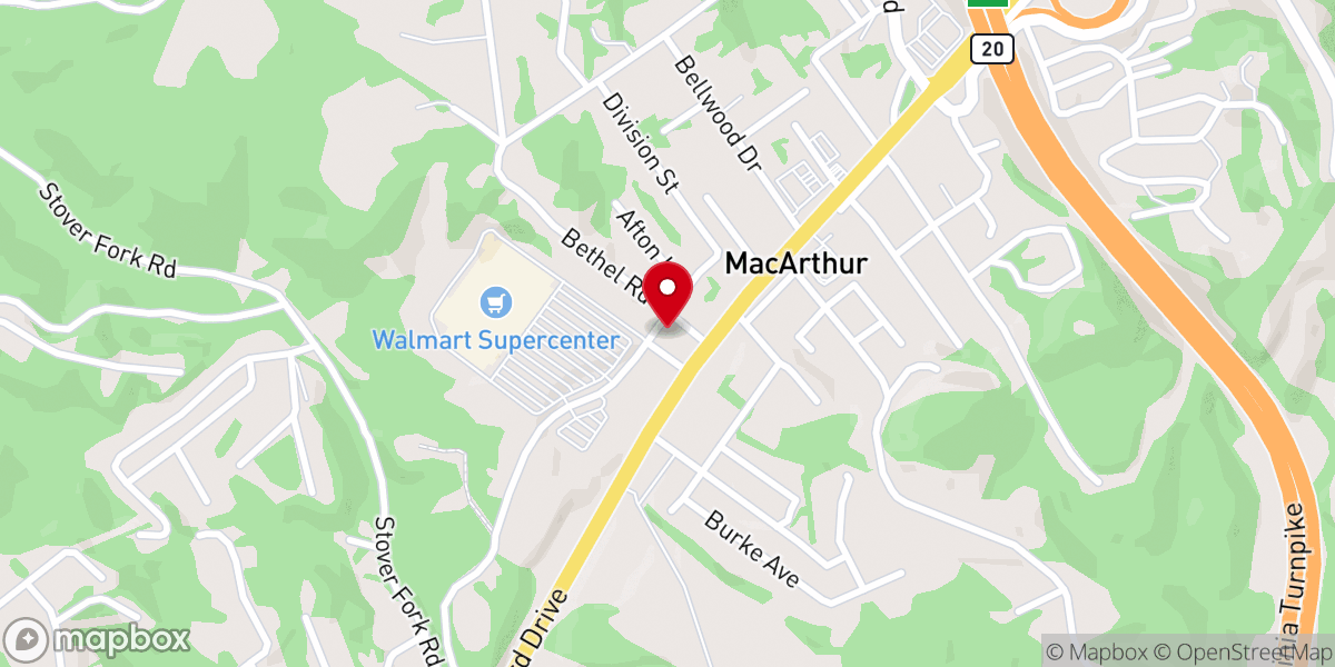 Map showing location of Bethel Freewill Baptist