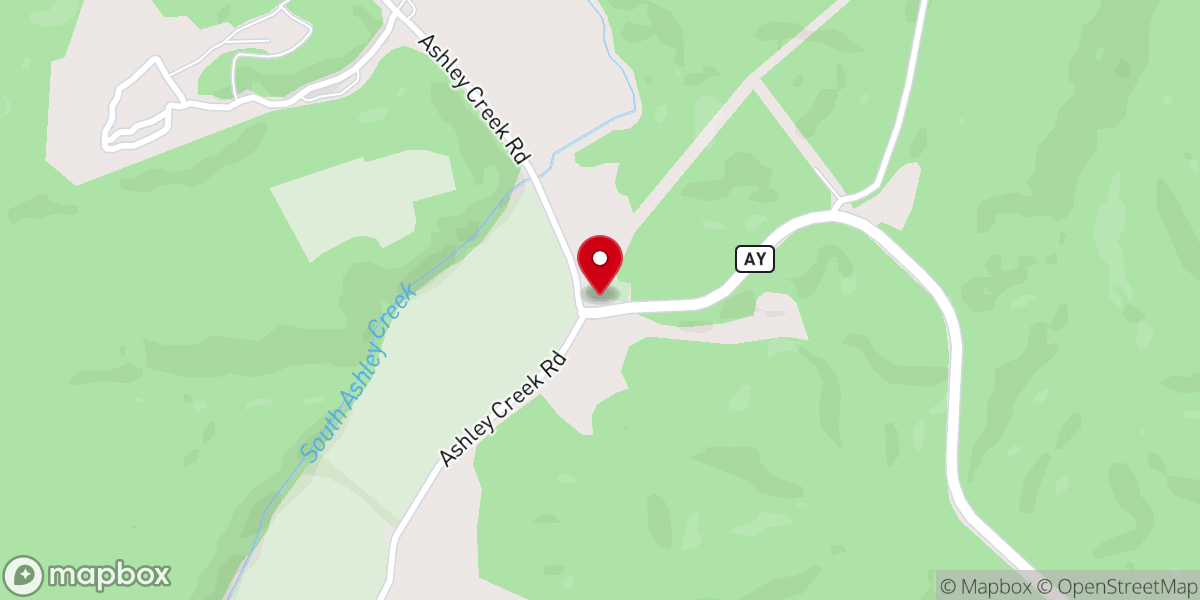 Map showing location of Ashley Creek Church