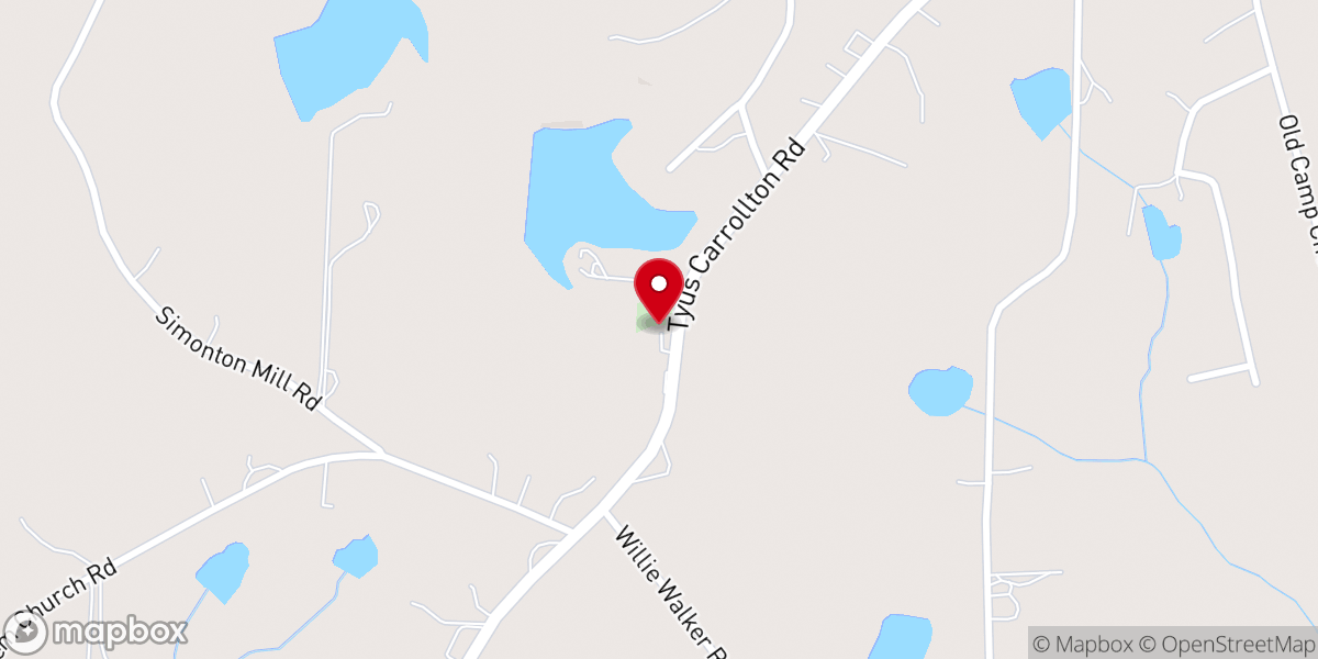Map showing location of Tallapoosa Primitive Baptist Church