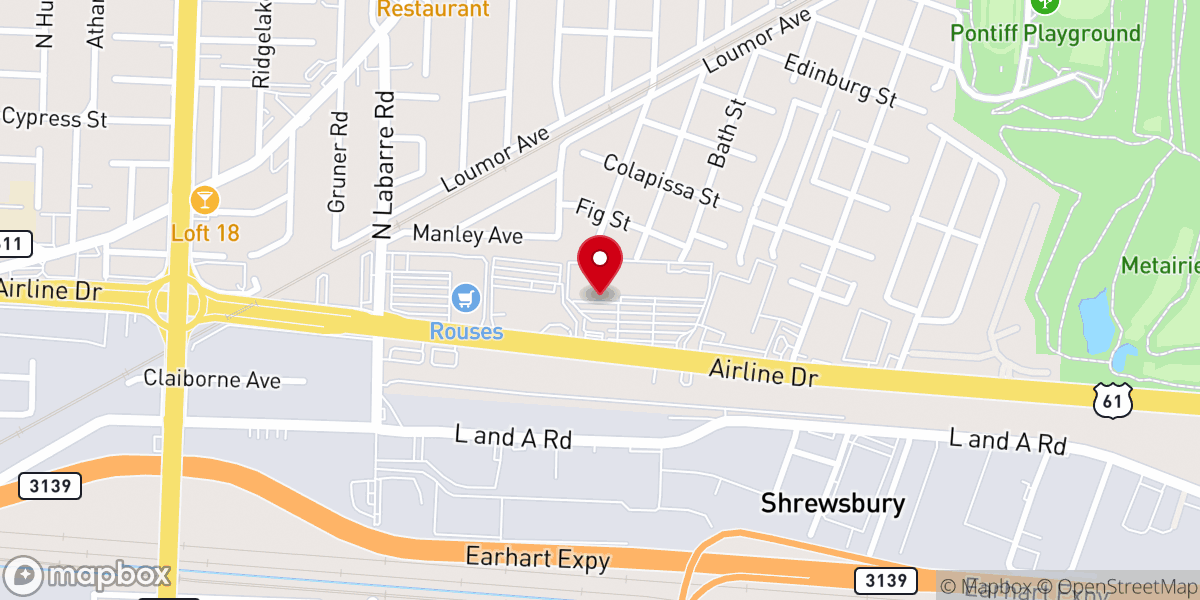 Map showing location of Celebration Church - Metairie Campus