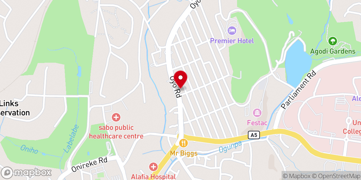 Map showing location of Living Faith Church Mokola.