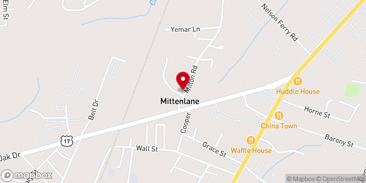 Map showing location of Mitten Lane Holiness Church