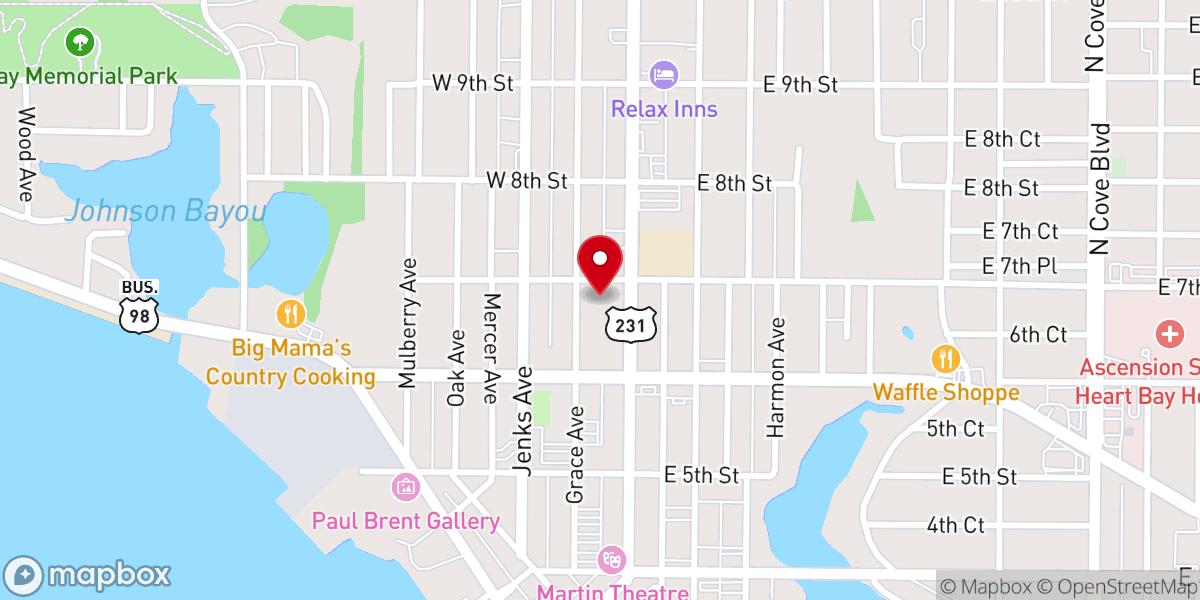 Map showing location of First Baptist Church of Panama City