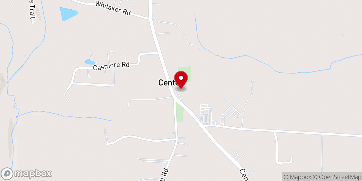 Map showing location of Center Global Methodist Church