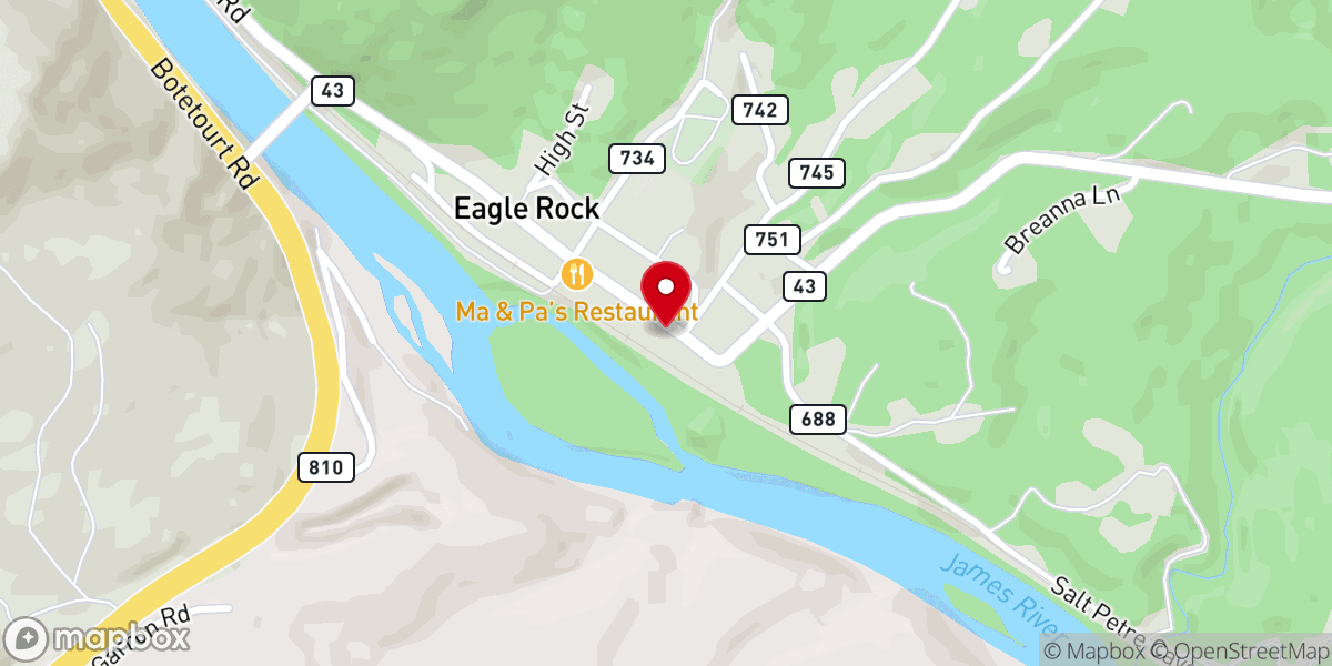 Map showing location of Eagle Rock United Methodist Church