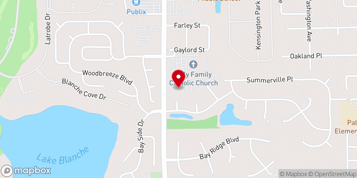 Map showing location of Holy Hearts Chapel