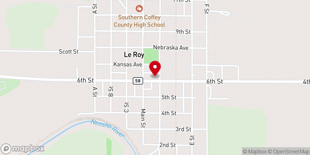 Map showing location of LeRoy Assembly of God