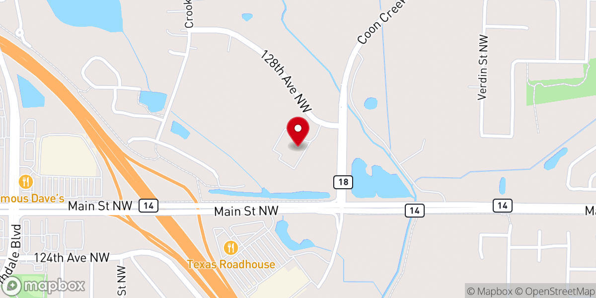 Map showing location of Coon Rapids Evangelical Free Church
