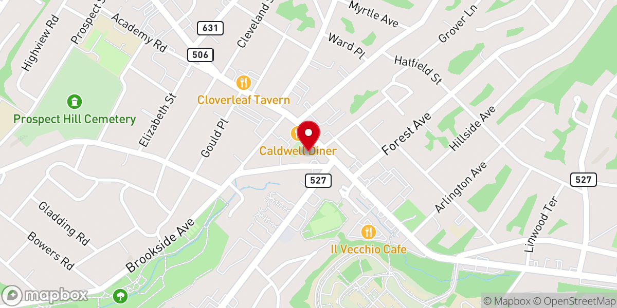Map showing location of First Presbyterian Church at Caldwell