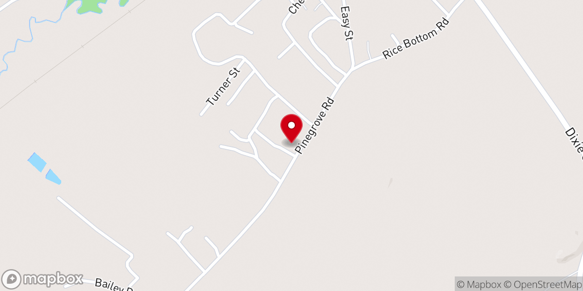 Map showing location of Pine Grove Baptist Church
