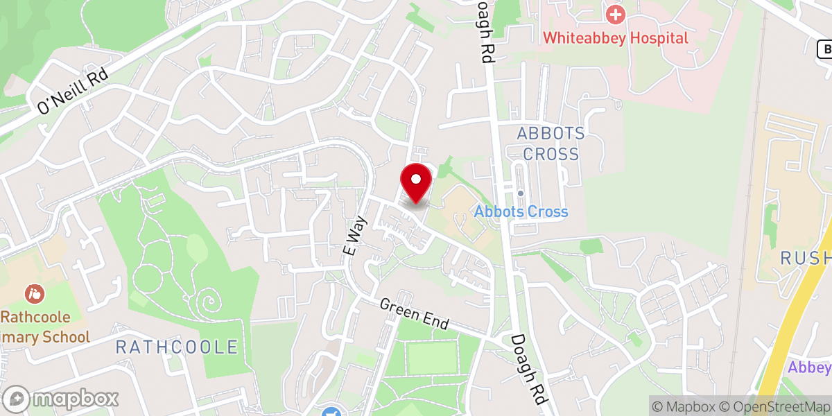 Map showing location of Rathcoole Baptist Church