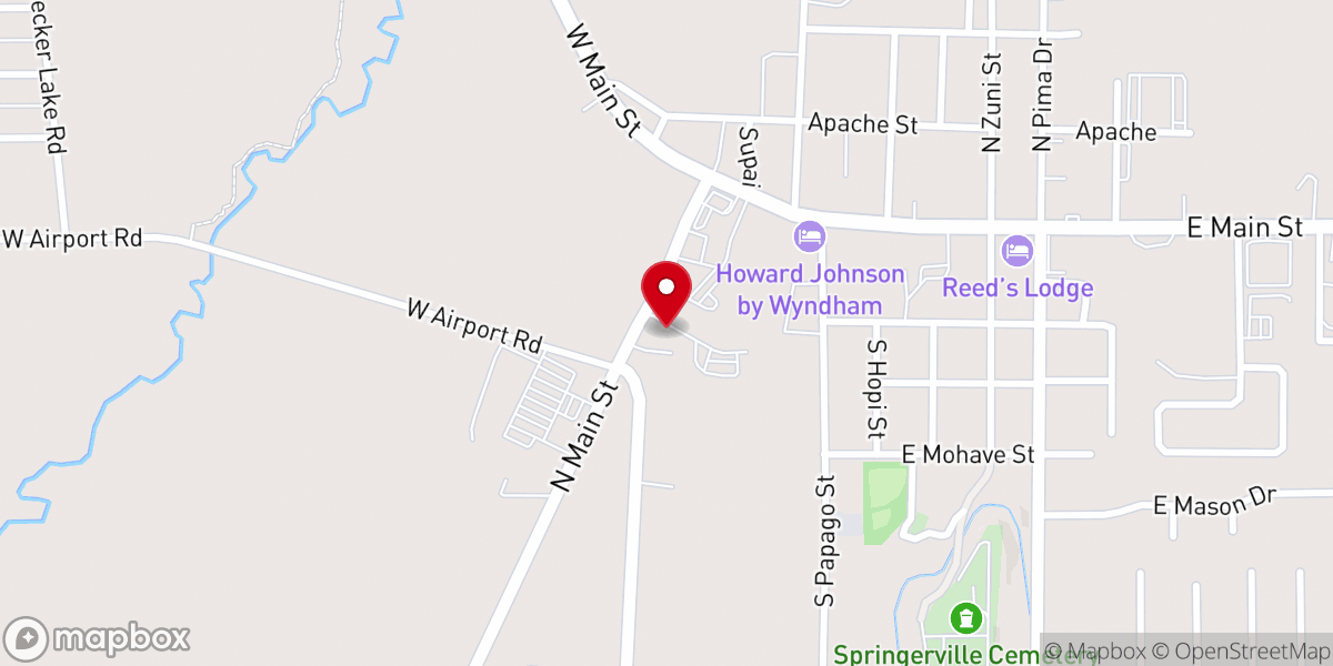 Map showing location of First Southern Baptist Church of Springerville