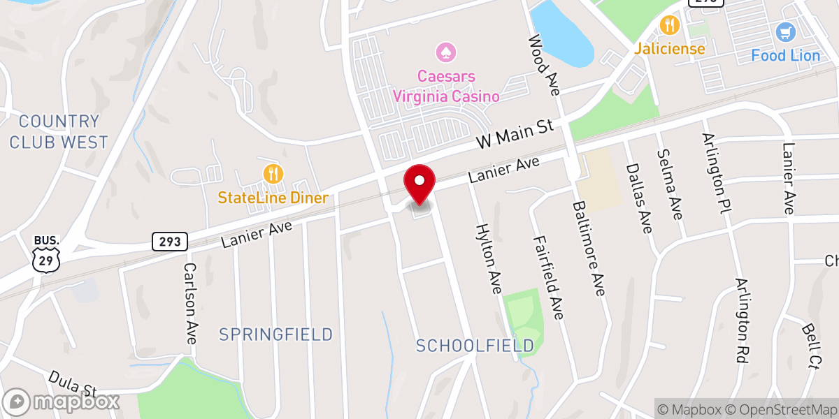 Map showing location of Schoolfield Baptist Church