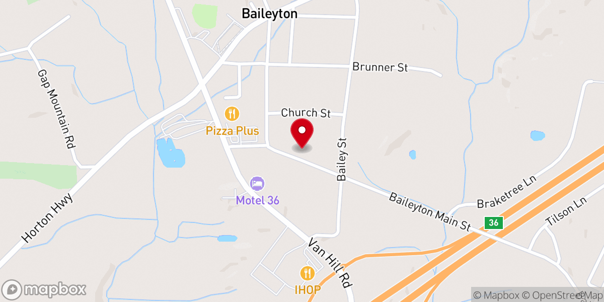 Map showing location of Baileyton United Methodist Church