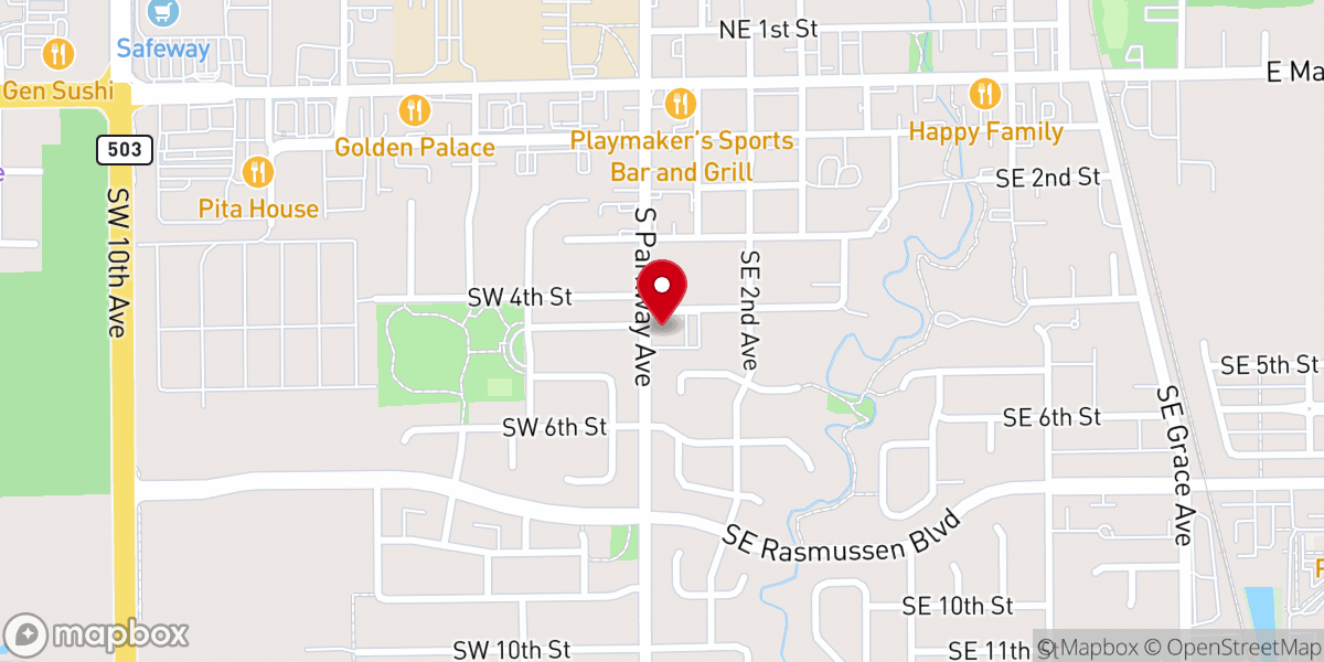 Map showing location of Parkway Baptist Church