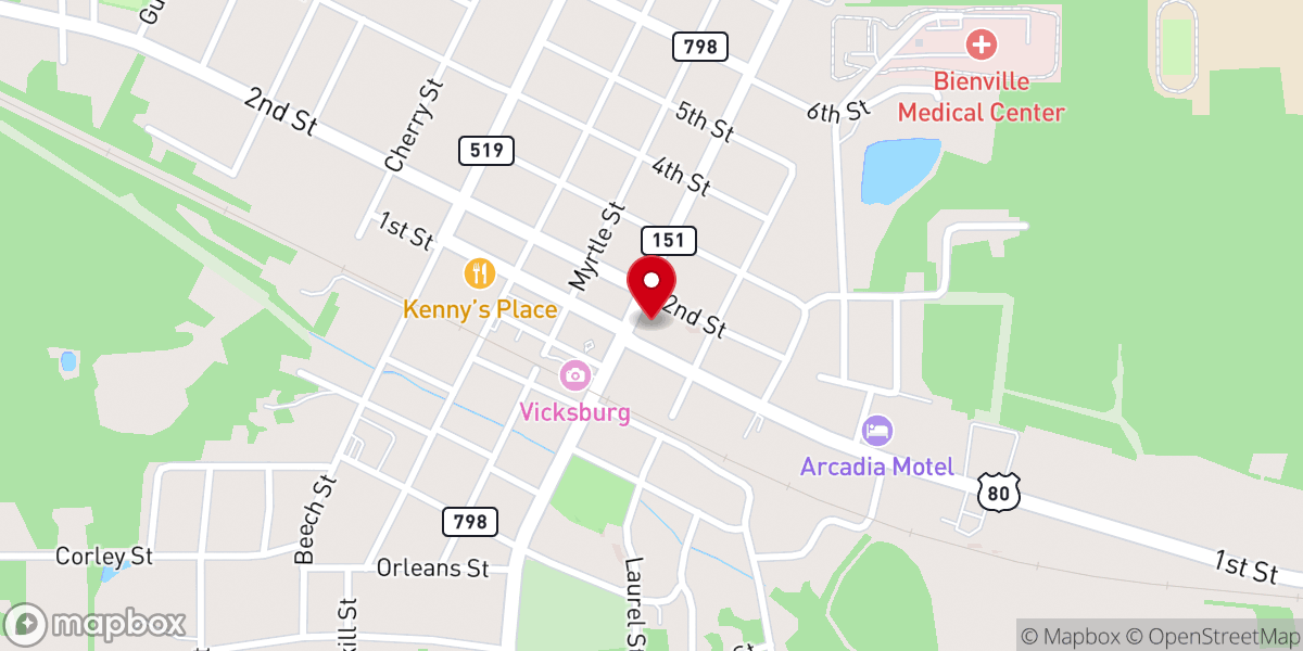 Map showing location of First Baptist Church