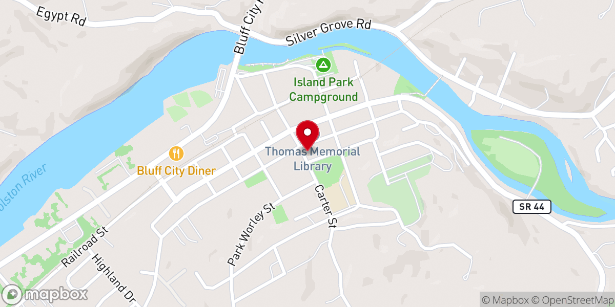 Map showing location of Bluff City United Methodist Church
