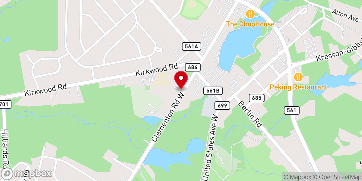Map showing location of Gibbsboro United Methodist Church