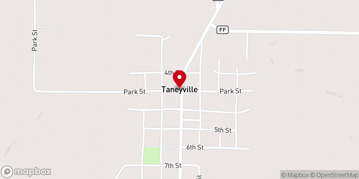 Map showing location of Taneyville