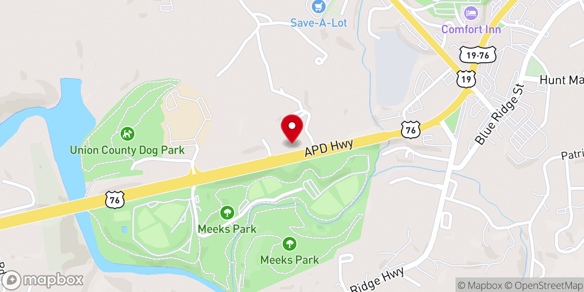Map showing location of First United Methodist Church of Union County