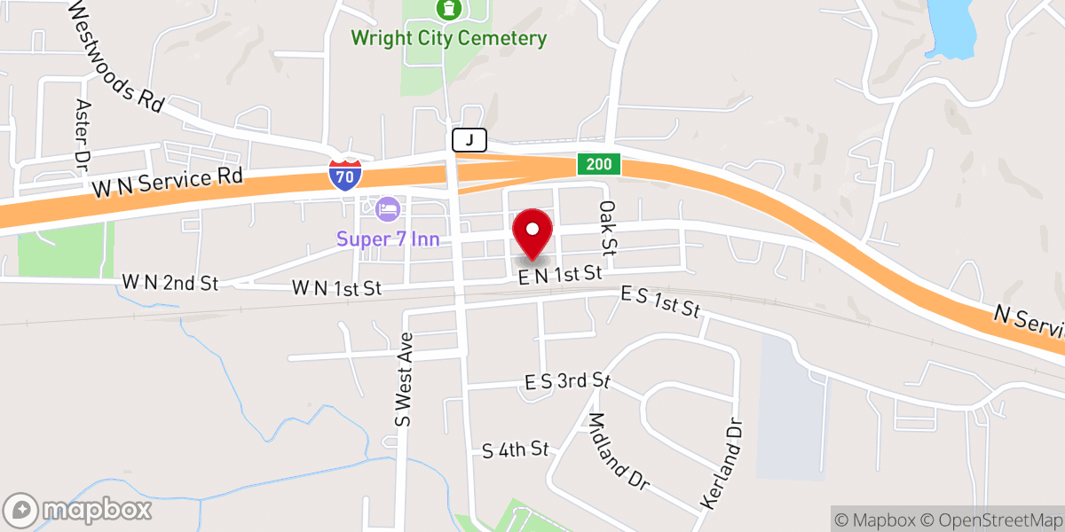 Map showing location of Wright City Community Food Pantry
