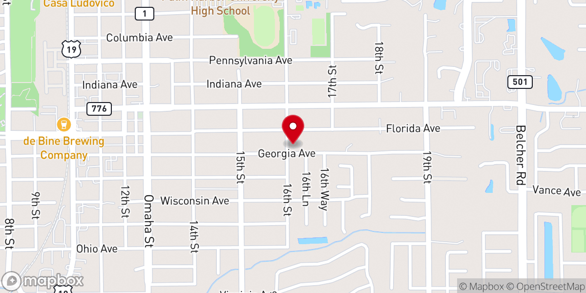 Map showing location of Palm Harbor Church of Christ