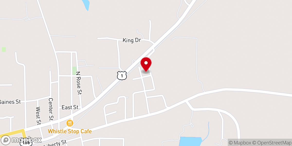Map showing location of First Baptist Church