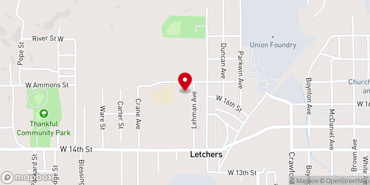 Map showing location of Bethal Missionary Baptist Church