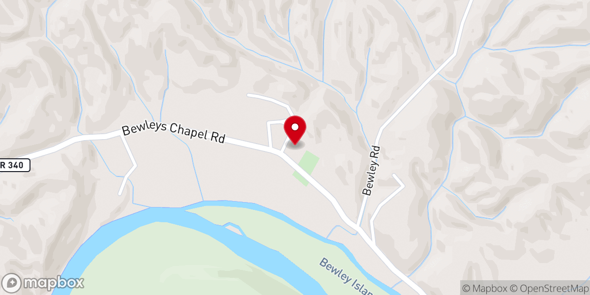Map showing location of Bewley's Chapel United Methodist Church