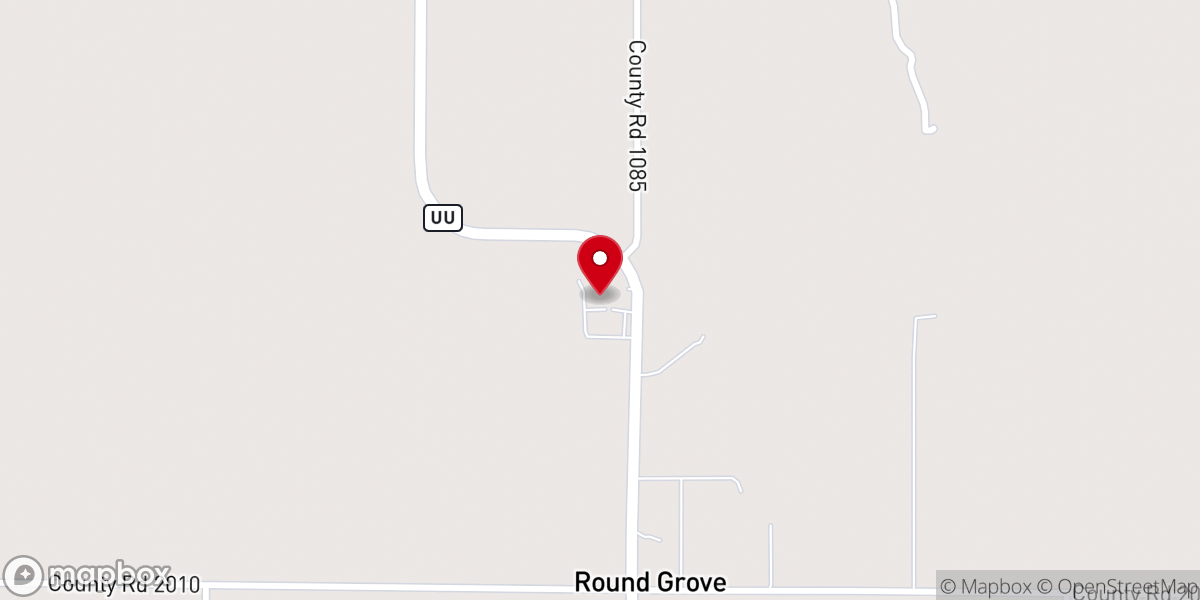 Map showing location of Round Grove Church