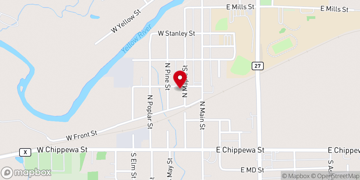 Map showing location of Cadott United Methodist Church