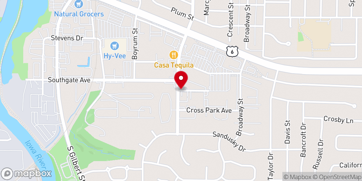 Map showing location of Iowa City Community Theatre