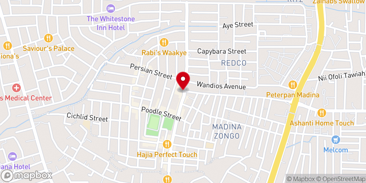 Map showing location of Our Lady Of Apostles Catholic Church, Madina