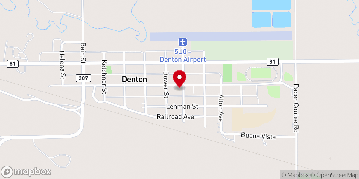 Map showing location of Denton United Methodist Church