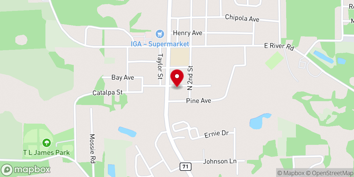 Map showing location of Glad Tidings Assembly of God Wewahitcka, FL