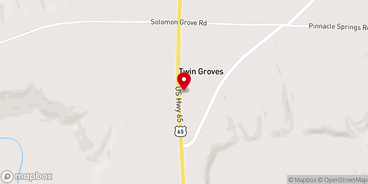 Map showing location of Zion Grove Baptist Church