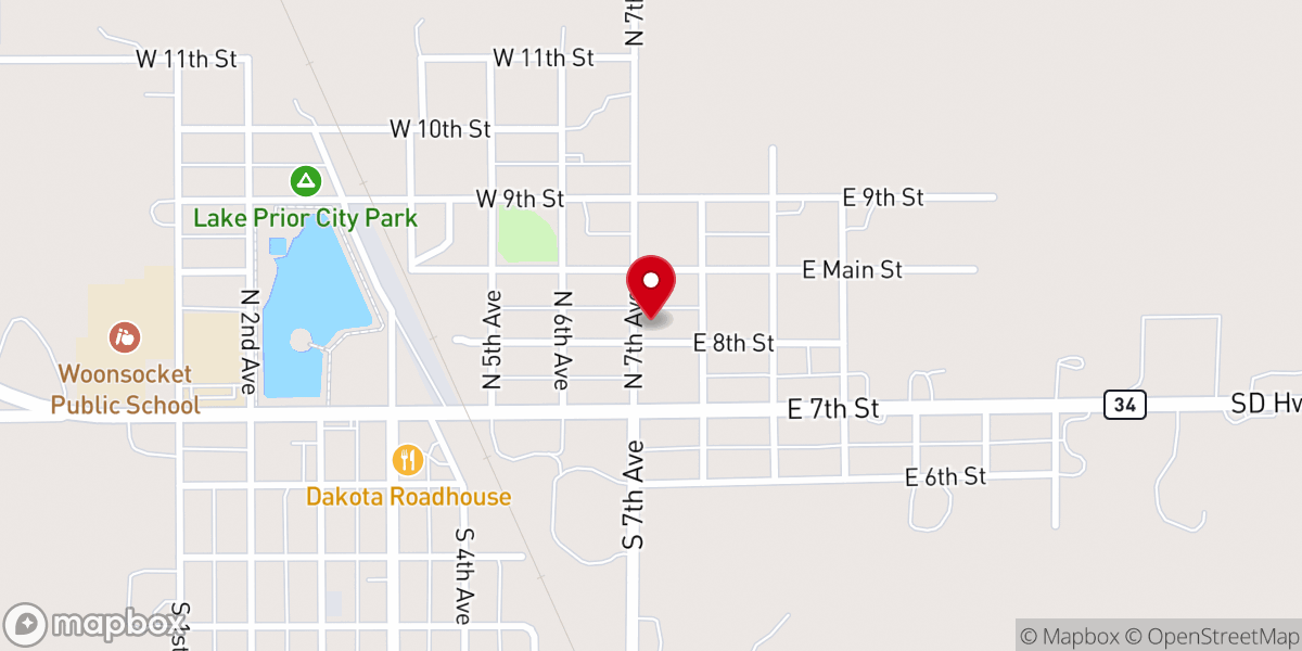 Map showing location of Assembly of God Church
