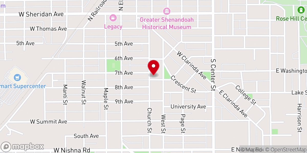 Map showing location of Peace Ev Lutheran Church