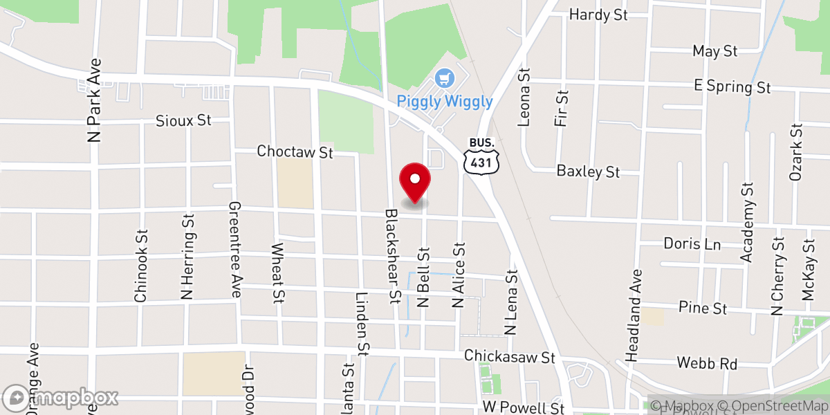 Map showing location of Church of God and Christ