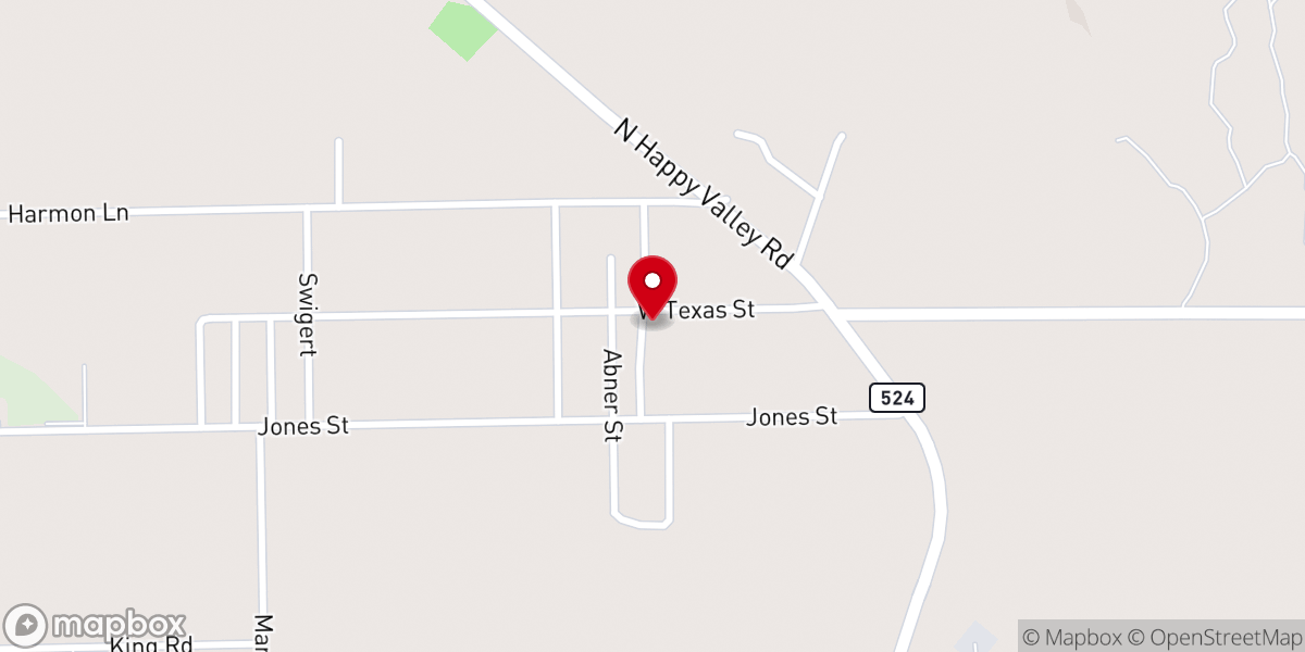 Map showing location of Happy Valley Baptist Church